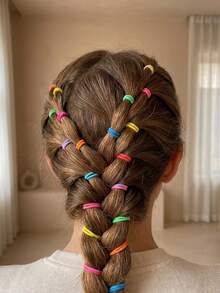 500pcs Colorful Disposable Hair Ties, Suitable For Girls' Daily Hair Accessories - Multicolor - View 4
