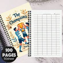 Cuaderno versátil con cuadrícula A5, tema de campeón de fútbol, 100 páginas/50 hojas, adecuado para trabajo, estudio, asistencia, finanzas de la empresa, contabilidad, seguimiento del tiempo, gestión de inventario, registros de reuniones de negocios y talla grande, simple y práctico para satisfacer diversas necesidades de registro - Horizontal - Ver 4