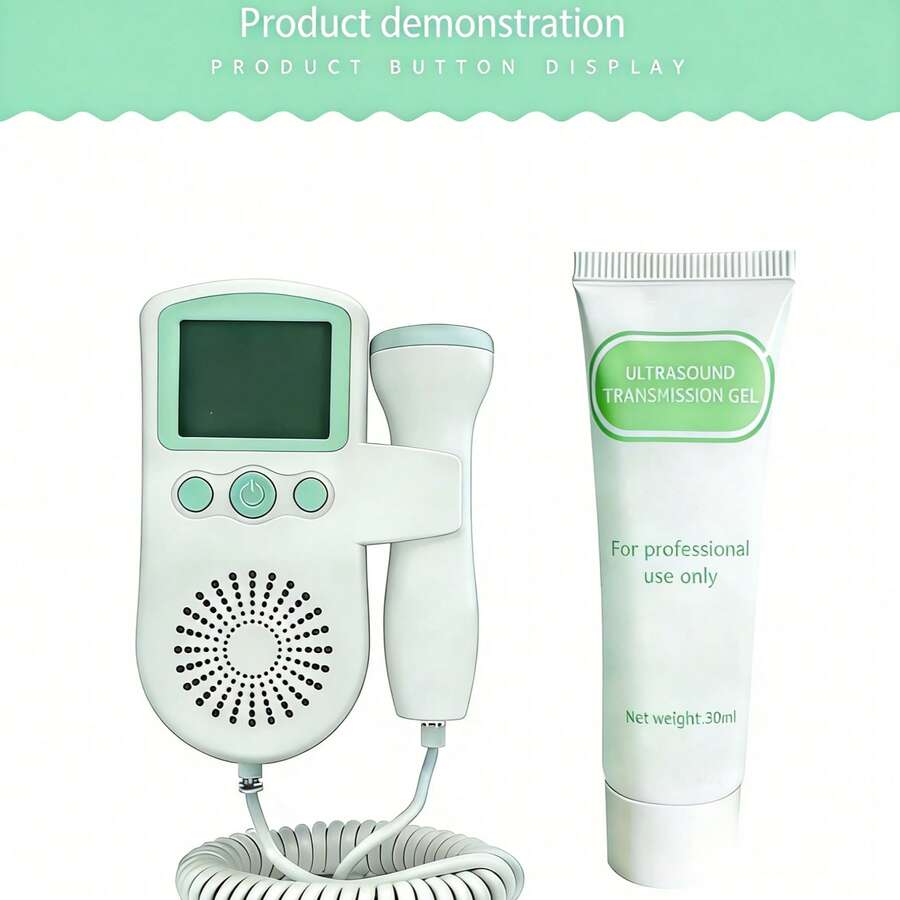 Cute Compact Fetal Doppler Monitor, Large Display Fetal Heartbeat Detector With High Sensitive Probe, IP5 Waterproof & Detachable Design, Ultra Clear Fetal Heartbeat Real-Time Monitoring, Portable Pregnancy Essential For Pregnant Women - 薄荷綠 - 查看 1