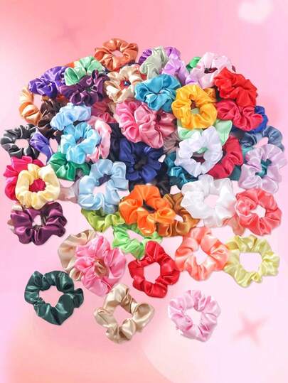 10/20 Pcs Random Color Silky Satin Hair Scrunchies, Soft No Damage Elastic Hair Ties For Women Ins Fashion Hair Accessories For Daily Wear Party Ponytail Buns, Ideal Gift For Women