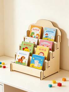 1pc Wooden Book Display Shelf, Desktop Storage Rack, Suitable For Storing Children's Books, Ideal For Kids Room - Multicolor - View 6