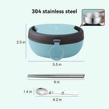 1Pc Plastic/304 Stainless Steel Lunch Box With Tableware, Portable Sealed Leak Proof Bento Box, Microwave Friendly, Fruit Salad Food Container, Reusable Rice Bowl, Suitable For Student And Adult Use In School, Office, Outdoor Camping, Picnic, Travel,Back To School - Multicolor - View 18