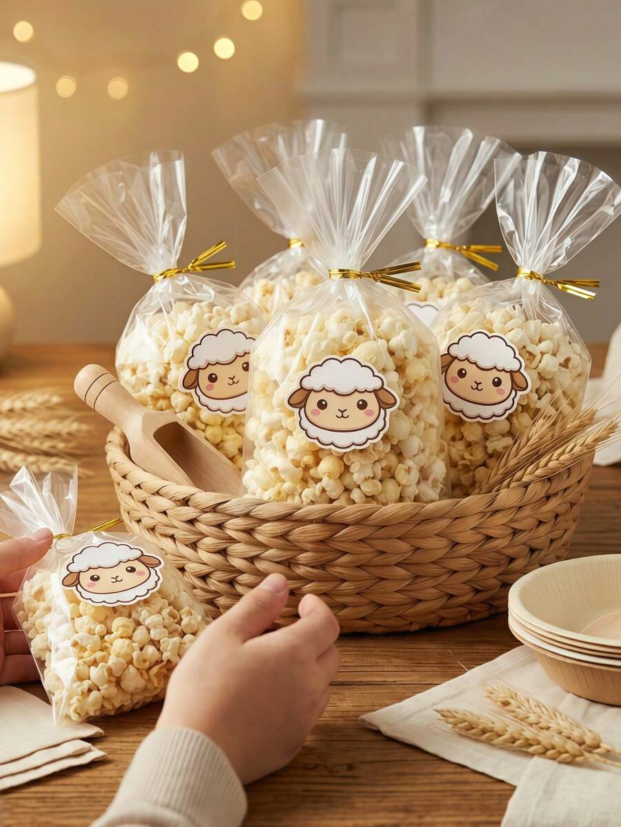 Bộ 20 túi quà Eid Al-Adha hình cừu dễ thương, bao gồm túi đựng bỏng ngô hình cừu, nhãn dán, dễ lắp ráp, bộ quà tặng tự làm, túi quà Eid Al-Adha. - Nhiều màu - Xem 1