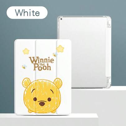 Disney Ốp máy tính bảng, Tương thích với iPad Pro 13/12.9/10.5/10.2/9.7/8.3/7.9/11 inch, Phù hợp với các mẫu M5/M4/M3/M2 năm 2025/2024/2023/2022/2021, Tương thích với iPad Air 2/3/4/5/6/7 năm 2017/2018/2019/2020, 5/6/7/8/9/10/11, Mini 4/5/6/7, Hình gấu dâu tây và gấu Winnie the Pooh hoạt hình dễ thương, Ốp silicon mềm hai mặt có thể gập lại, chống rơi vỡ.