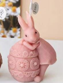 Nuevo molde de silicona con forma de conejo acostado de huevo colorido, molde de decoración del hogar de yeso de conejo de Pascua DIY - A-blanco - Ver 5