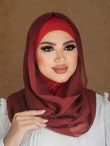 1 Stück Damen Einfarbiger minimalistischer vielseitiger Instant-Hijab, Pullover-Stil Hijab für schnelles und einfaches Tragen, einfarbig minimalistisch, lässig, elegant, klassisch, vielseitig, mit eingebauter Chiffon-Schal-Fütterung, weicher Chiffon-Stoff, atmungsaktives Material, geeignet für den täglichen Gebrauch, Strand, Urlaub, Reiseessentiell, Urlaub - Verschiedenfarbig - Übersicht 17