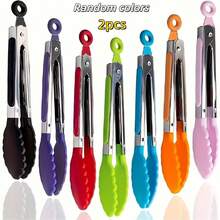 Bộ 2 kẹp nhà bếp, dài 20cm, bằng thép không gỉ với tay cầm bằng silicon và đầu bằng nylon, chống trượt, thích hợp cho vỉ nướng, nồi chiên không dầu, chảo chống dính, làm salad, phục vụ ăn uống và dọn dẹp bàn ăn, có thể dùng làm quà tặng Giáng sinh và Halloween. - Nhiều màu - Xem 11