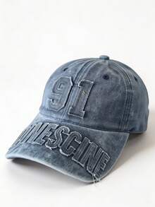 1 Pc Unisex Fashionable 91 Embroidered Washed Baseball Cap - Breathable, Adjustable Retro Baseball Cap - Unisex Casual Sun Hat, Perfect For Outdoor Activities, Travel, And Running (Available In Multiple Colors) - Retro - View 13