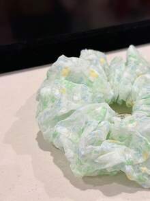 1pc Cute Floral Polyester Hair Scrunchie, Fresh Floral Design, Suitable For All Seasons,Festival,Party - Multicolor - View 9