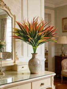 1 pezzo Tappeto in erba artificiale da 44 cm, steli d erba e cespugli realistici, piante finte resistenti ai raggi UV, adatto per decorazioni primaverili, decorazioni per la casa, decorazioni per matrimoni, decorazioni da tavolo - Arancione - Visualizzare 10