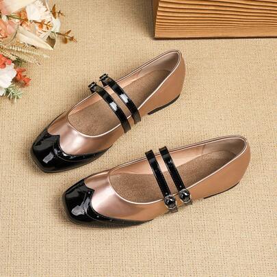 Pantofi retro cu fund moale, cu o singură baretă, cu vârf pătrat și cu vârf jos, pantofi Mary Jane noi de toamnă, stil coreean versatil pentru rochii