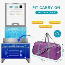 Felipe Varela - Bolsa de transporte de equipaje aprobada por aerolíneas bolsa de transporte plegable bolsa de viaje para el fin de semana gimnasio bolsa de transporte con bolsillo húmedo y - Púrpura - Ver 4