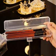 4pcs Transparent Makeup Brush Holder, Flip-Top Design For Easy Access And Organization, Dust-Proof Travel Storage Box, Suitable For Makeup Brushes, Utensils, Beauty Tools And Accessories (Universal Size) - Clear - View 10