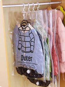 1pc Hanging Vacuum Compression Bag Transparent Vacuum Compression Bag With Hook, Can Hang Clothes, Storage And Organization, Dustproof, Household Clothing Bedding Storage Bag, Space Saving, Suitable For Bedding, Blanket, Etc., Bedroom Storage Bag, Wardrobe Storage Bag, Home Bedroom Dormitory Wardrobe Storage Bag, Can Store Dresses, Shirts, Coats, Etc. - Multicolor - View 1