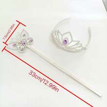 3-Piece Rhinestone Butterfly Crown Magic Wand Set, Luxury Sparkling Hair Accessories, Party Decor, Available In 3 Colors - Blue - View 4