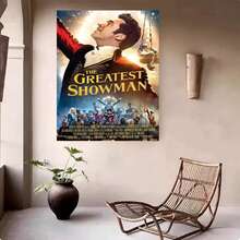 Enmarcado Lienzo plano 2D, 1 unidad de impresión artística en lienzo plano 2D , póster de la película 'El gran showman' con Hugh Jackman como PT Barnum - Decoración artística para cine en casa u oficina - un regalo para los fanáticos del teatro musical, decoración para fiestas de películas - Enmarcado - Ver 5