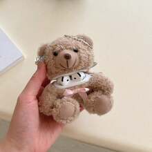 Cute 3D Bow Teddy Bear Brown Plush Earphone Compatible With 1/2, Pro 3/2/4 - Brown - View 3