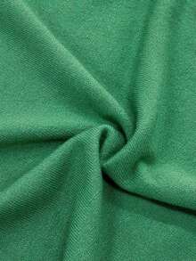 Camiseta de punto de manga corta de unicolor y peso ligero para mujer, top de verano minimalista en rojo - Verde - Ver 5