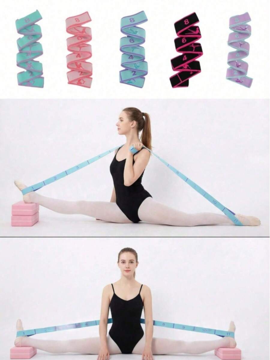 瑜伽拉伸带、阻力带、弹力带、分腿训练器、舞蹈带、髋部伸展韧带带，适用于瑜伽、普拉提、健身训练 - 藍色 - 查看 1