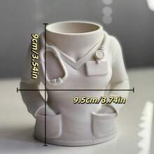 Nurse Uniform Shaped Pen Holder. Nurse's Day Gift. Desk Decor Pen Holder In Nurse White Coat Style. Stationery Storage For Medical Workers, Suitable Gift For Medical Students. Suitable For Medical Workers. - White Coat-shaped Pen Holder - View 3
