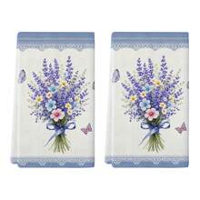 1 pieza Toalla de cocina y paño de cocina con estampado de lavanda, estilo lindo, absorbente y de secado rápido, material de microfibra súper suave, impresión digital rectangular de 40*60CM, adecuado para la decoración de la cocina del hogar, decoración de fiestas al aire libre - Multicolor - Ver 10
