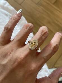 3件組 Old Money 風格立方鋯石幾何可疊戴銅戒指套組，適合女性日常與派對穿著，低調奢華 - 金黃色 - 查看 4