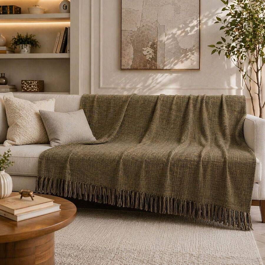 Giant Decorative Cotton Sofa Throw 3.00 X 1.80 - Chocolate Brown - View 1