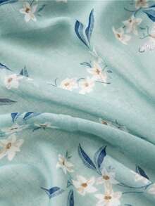 Women's Fresh Green Leaf Print Tassel Scarf, Versatile Decoration Shawl For Spring, Summer, Autumn,Beach,Holiday,Accessories,Travel Essential - Green - View 7