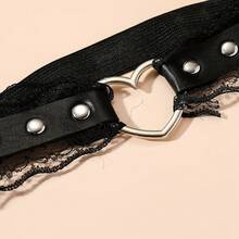 1 Piece PU Leather Leg Ring Elastic Carnival Punk Thigh Ring Body Chain - Trái tim đen với dây xích - Xem 5