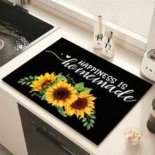 (¡Muy vendido!) 1 pieza Estera protectora de cocina plana con diseño de girasol 2D y cubierta de goma antideslizante resistente al calor, adecuada para cocina de inducción, estufa de vidrio y alfombrilla multiusos resistente a los arañazos, mejor opción para horno, lavadora, secadora y decoración de cocina. - Multicolor - Ver 14