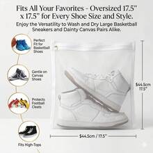 Sneaker Dryer Bag, Dryer Door Shoe Net With Elastic Straps, Sneaker Laundry Bag For Shoes, White, 15.5 Inch X 15.5 Inch, 1 Pack - White - View 2