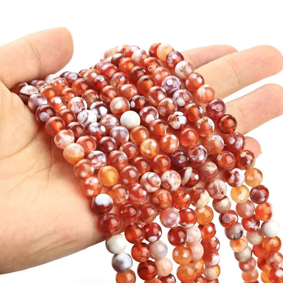 Hạt đá núi lửa tự nhiên màu cam 4/6/8/10mm - Hạt đá quý tự nhiên màu xanh Bohemian, thích hợp làm đồ trang sức DIY, vòng tay, vòng cổ, bông tai, đồ thủ công mỹ nghệ - Dành cho cả nam và nữ - quả cam - Xem 1