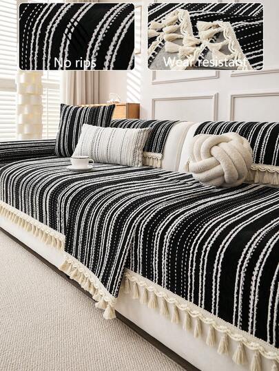 1 chiếc vỏ đệm sofa nhung mềm mại, bảo vệ ghế sofa đa năng dùng được cả bốn mùa, đệm sofa chống trượt tối giản hiện đại, chống bụi và có thể giặt được, màu đen, mềm mại, chống phai màu, thân thiện với thú cưng, phù hợp với sofa hình chữ L và sofa 1/2/3/4 chỗ ngồi.