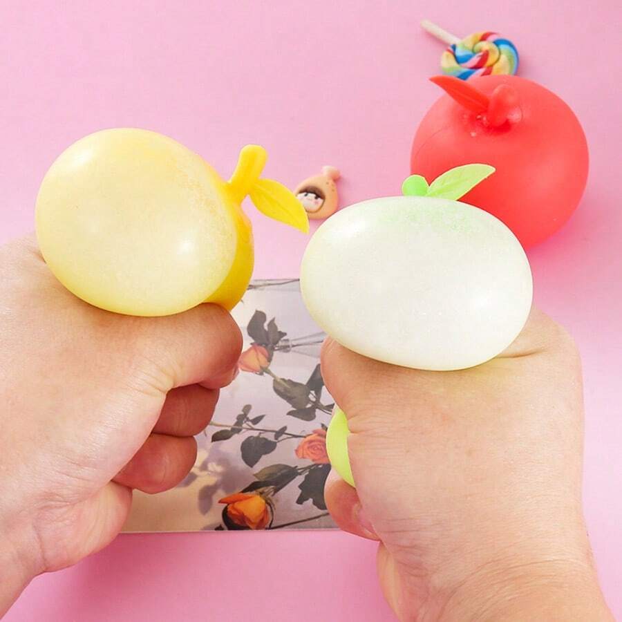 3件套逼真水果挤压玩具，TPR材质减压挤压玩具，压力缓解小工具 - 彩色 - 查看 1