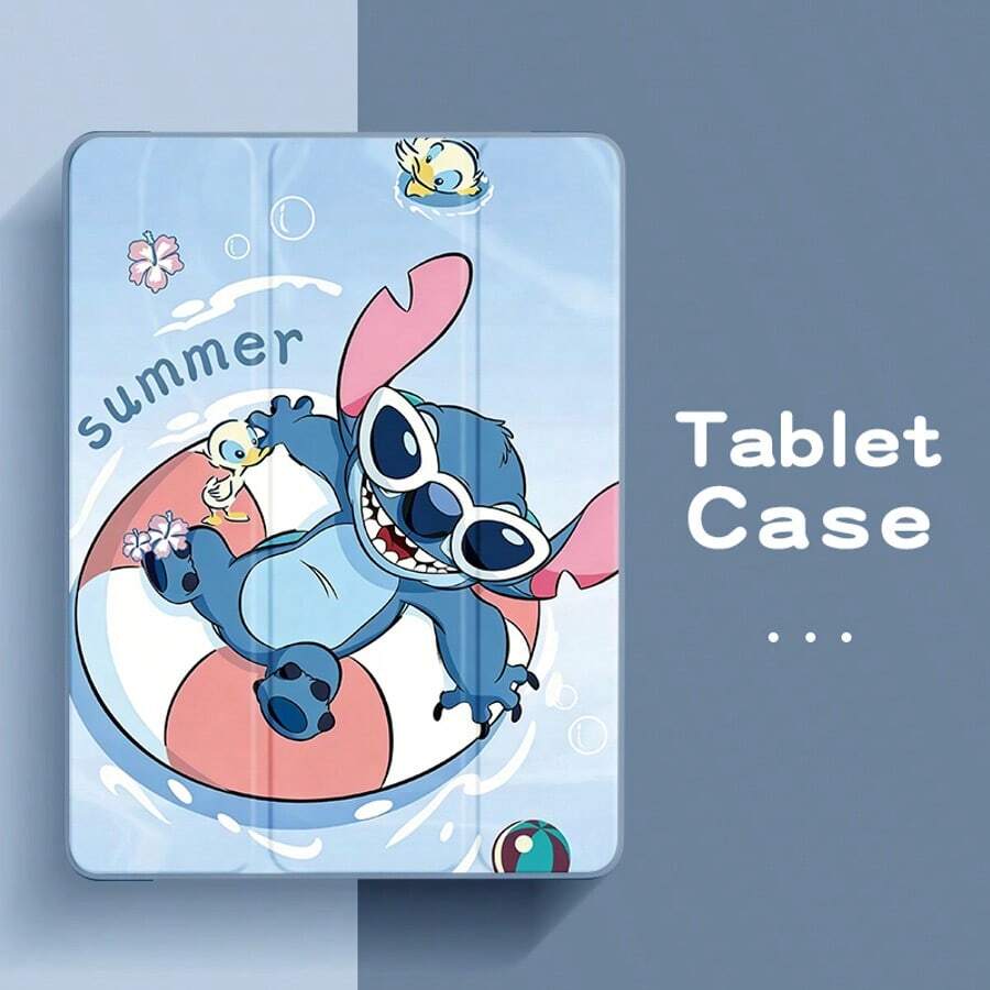 Ốp bảo vệ máy tính bảng Disney với họa tiết Stitch, phù hợp cho iPad Pro 13/12.9/11/10.5/10.2/9.7/8.3/7.9 inch, tương thích với các mẫu M5/M4/M3/M2 năm 2025/2024/2023/2022/2021, tương thích với các mẫu iPad Air 2/3/4/5/6/7, tương thích với các mẫu MINI4/5/6/7 thế hệ 5/6/7/11 năm 2017/2018/2019/2020. Thiết kế hoạt hình dễ thương hình cô gái, có thể gập lại, hai mặt, chống rơi vỡ, vỏ silicon mềm. - Xám - Xem 1