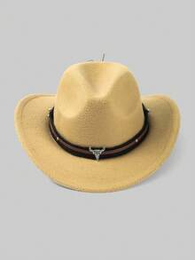 Mũ cao bồi miền Tây unisex, kiểu Fedora vành cuộn cổ điển, kèm thắt lưng có khóa. - Nhiều màu - Xem 5