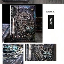 Sổ tay phong cách cổ điển Thần Chiến tranh, thiết kế lâu đài, bìa da cứng, sổ tay A5 có dòng kẻ, thích hợp cho trường học, văn phòng, du lịch, quà tặng độc đáo. - Laptop A5 War God - Xem 5