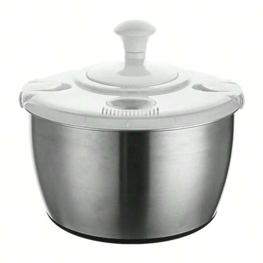 Centrifugadora Manual De Ensaladas 5l Acero Inoxidable Mezclador De Ensaladas Secador De Lechugas Lavadora De Verduras para Uso En La Cocina Del Hogar - como en la foto - Ver 1