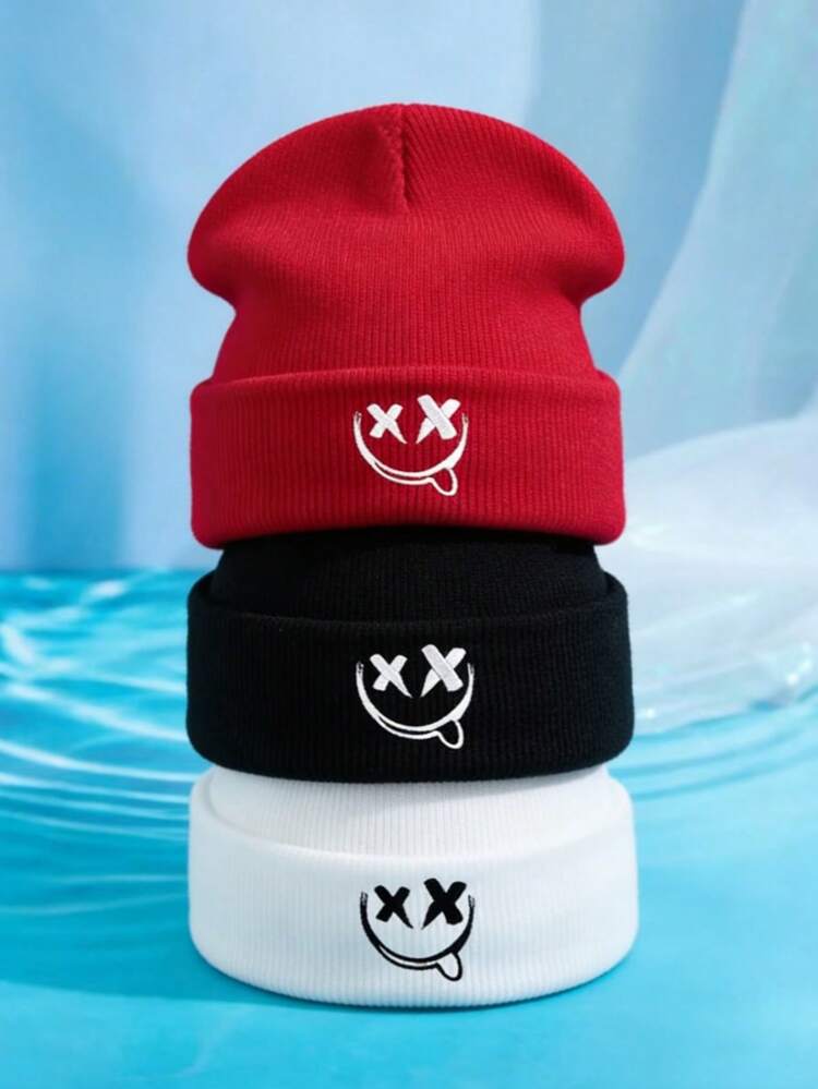 1pc/2pcs/3pcs Acrylic Embroidered Winter Beanie Hats, Unisex Knitted Casual Caps For Autumn And Winter Outdoor - A - View 17