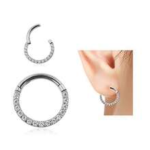 1 chiếc khuyên mũi phẳng bằng thép không gỉ đính đá Zirconia thời trang, phù hợp cho cả nam và nữ đeo hàng ngày. - màu thép - Xem 2