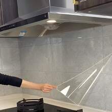 1pc 45cm*100cm Transparent Kitchen Anti-Oil Sticker, Glueless Static Cling Film, Wall Protective Film, Waterproof Oil-Proof Stove Backsplash Sticker - View 2