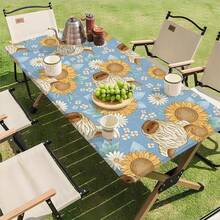 1 pieza Mantel de estilo granja con vaca, patrón floral y de vaca vintage, mantel de granja occidental, vaca montañesa linda y girasol, poliéster redondo y rectangular, adecuado para el hogar, la cocina, eventos, fiestas, interior/exterior, regalo ideal para amantes de las vacas - C - Ver 12