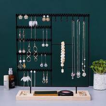1-Pack Desktop Counter Detachable Wooden Base Earring Display Stand Jewelry Stud Earring Jewelry Rack Necklace Storage Hanger - Multicolor - View 4