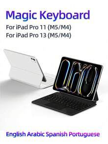 Funda con teclado para iPad Pro 11"/13" M5 M4 2025/2024, A2836 A2837 A3006 A3357 A3358 A3359 A3007 A3360 Modelos, Funda con teclado inalámbrico magnético inteligente con retroiluminación y multitáctil - Ver 3