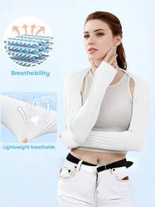 1 pieza Mangas protectoras para ciclismo, versátiles mangas finas, sin costuras y transpirables de seda de hielo para protección UV para mujeres - Multicolor - Ver 4