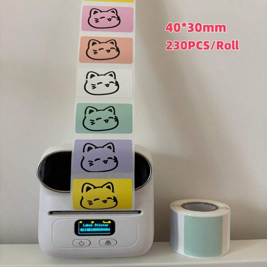 Macaron Color Series 6 Popular Colors, 40*30mm Label Paper, 140 Sheets Per Roll, Compatible With Phomemom110/M221/M220/M120/M200 Printers, Baking, Food, Price Labels, Address Labels - 1 Set - View 1