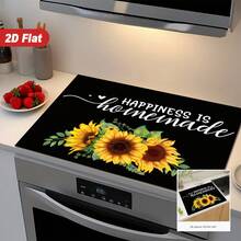 (¡Muy vendido!) 1 pieza Estera protectora de cocina plana con diseño de girasol 2D y cubierta de goma antideslizante resistente al calor, adecuada para cocina de inducción, estufa de vidrio y alfombrilla multiusos resistente a los arañazos, mejor opción para horno, lavadora, secadora y decoración de cocina. - Multicolor - Ver 5
