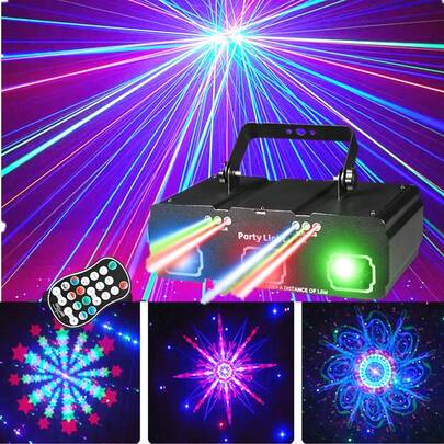 Đèn trang trí tiệc DJ, đèn disco, đèn nhấp nháy 3D, hệ thống DMX512 với chức năng cảm biến âm thanh, điều khiển từ xa, thích hợp cho sinh nhật, đám cưới, karaoke, quán bar KTV, sân khấu, biểu diễn trực tiếp, họp mặt gia đình, trang trí giải trí ngày lễ.