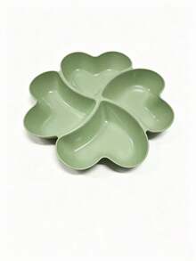 1pc Appetizer Platter, Unbreakable Chip & Dip Divided Plate, 4-Compartment Heart-Shaped Tray For Nuts, Candies, Dried Fruits, Salad, Snacks, Kitchen Supplies, Christmas Gift - Green - View 5