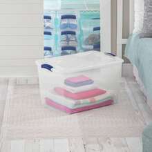 (4 Pack)  Large Latching Storage Bin, 66 Quart Clear Plastic Storage Container With Latch Lid, Blue - Màu xanh lam - Xem 4